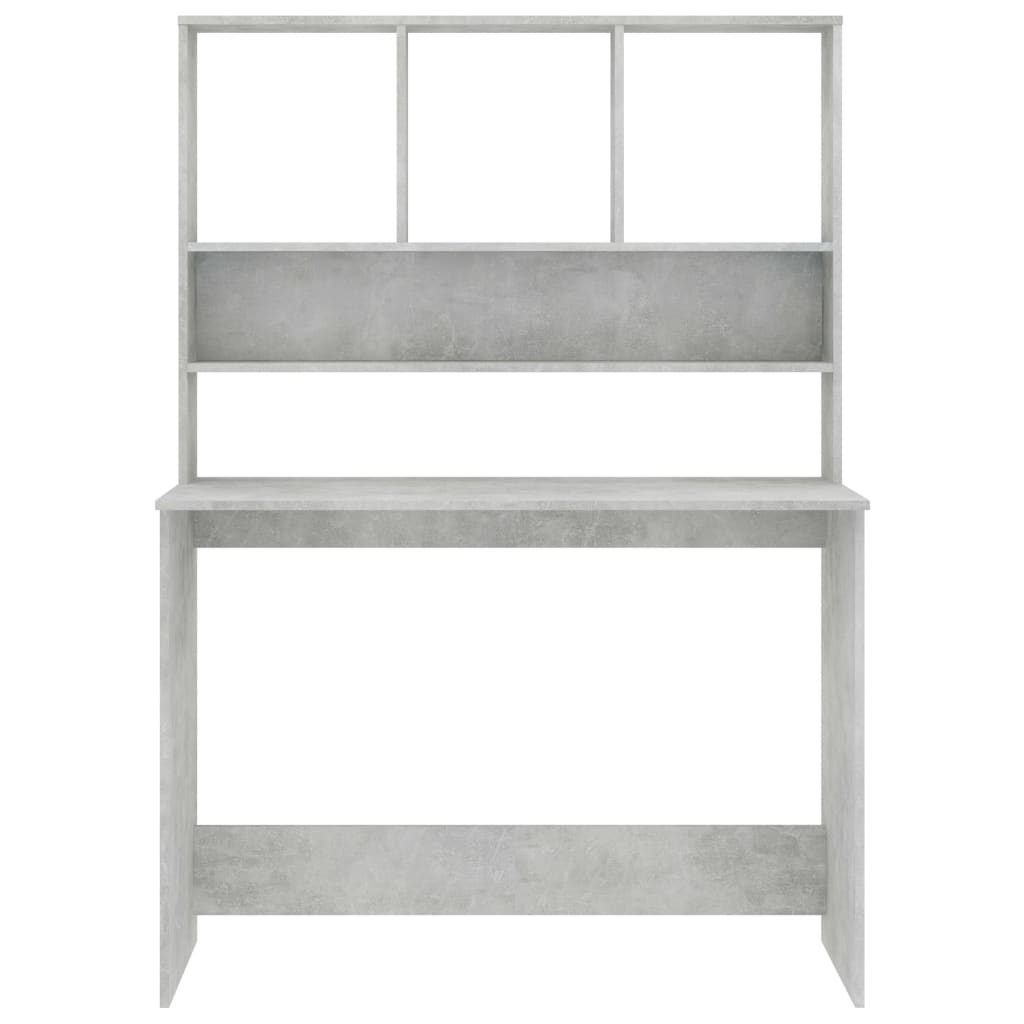 Radni stol s policama siva boja betona 110x45x157 cm iverica
