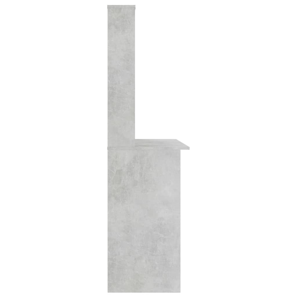 Radni stol s policama siva boja betona 110x45x157 cm iverica