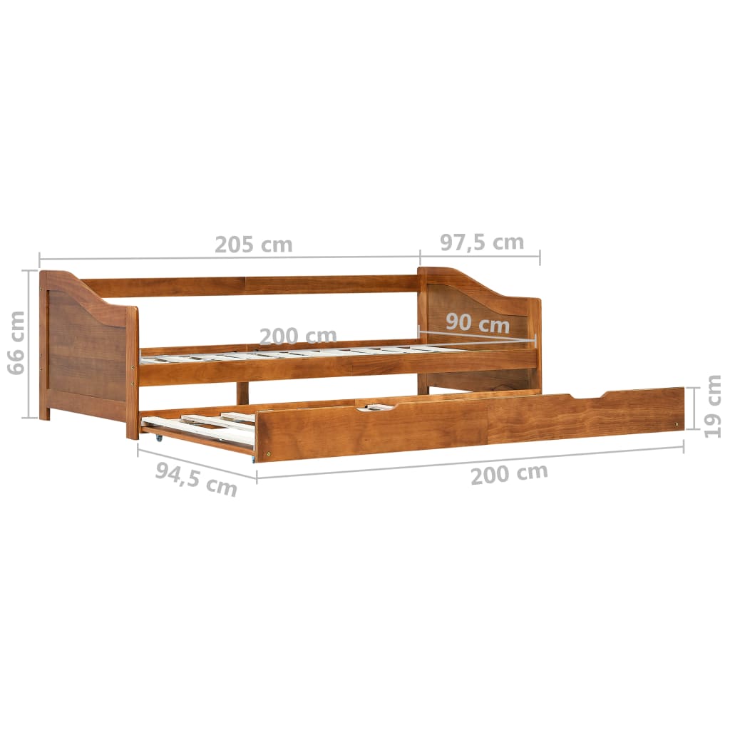 Okvir za krevet na razvlačenje od borovine boja meda 90x200 cm