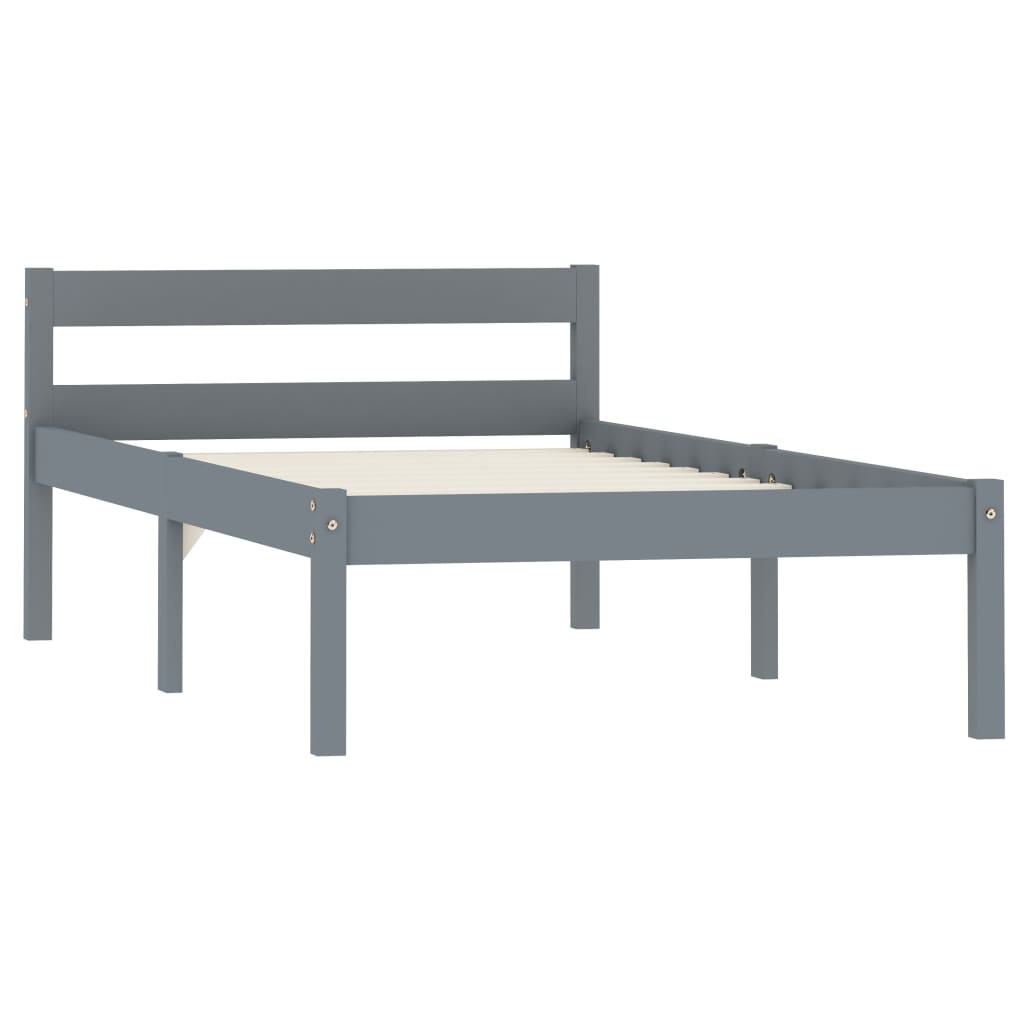 Okvir za krevet od masivne borovine sivi 100 x 200 cm