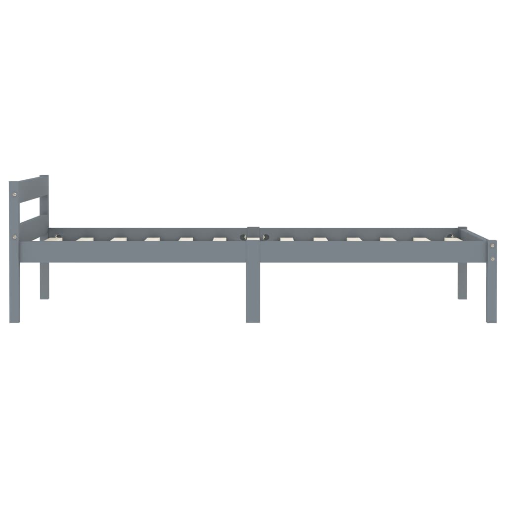 Okvir za krevet od masivne borovine sivi 100 x 200 cm