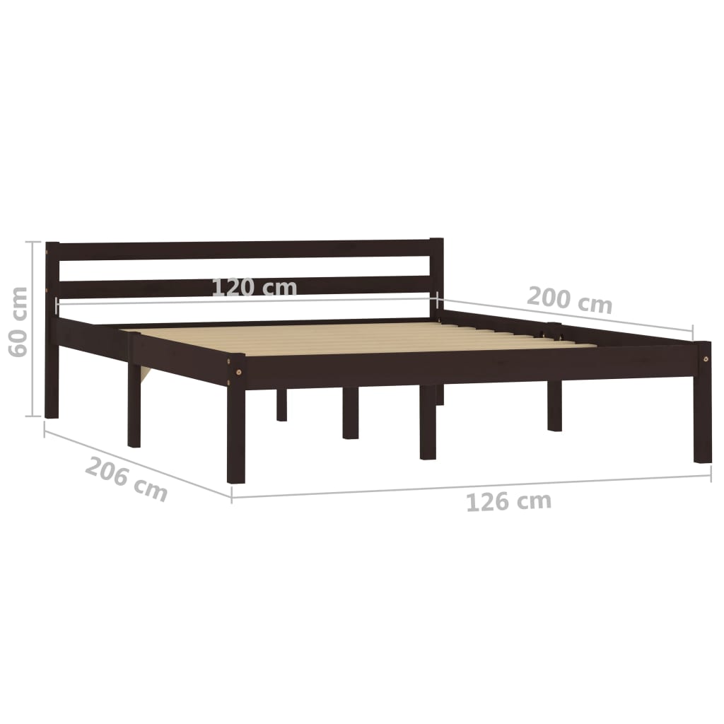 Okvir za krevet od masivne borovine tamnosmeđi 120 x 200 cm