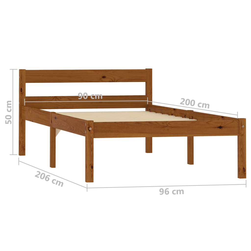 Okvir za krevet od masivne borovine boja meda 90 x 200 cm