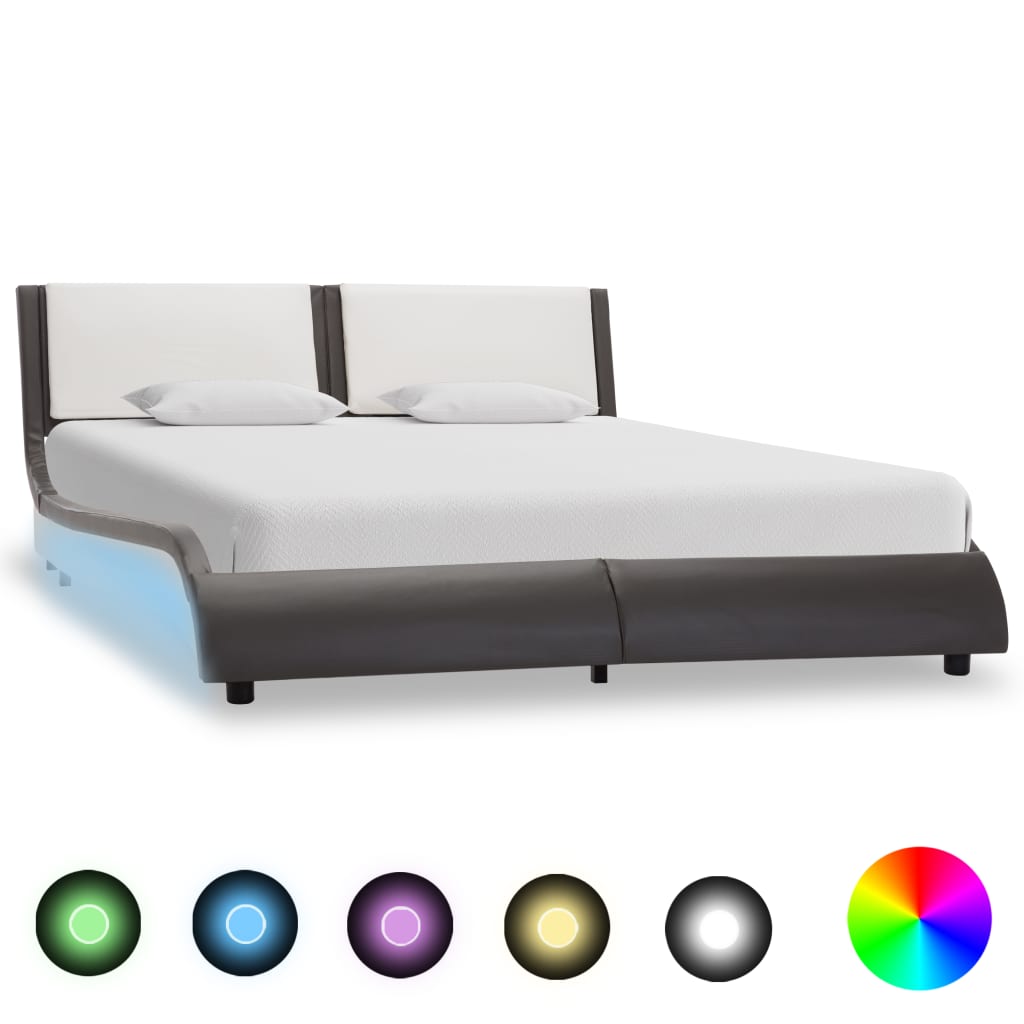 Okvir za krevet s LED rasvjetom bez madraca sivo-bijeli 120x190 cm