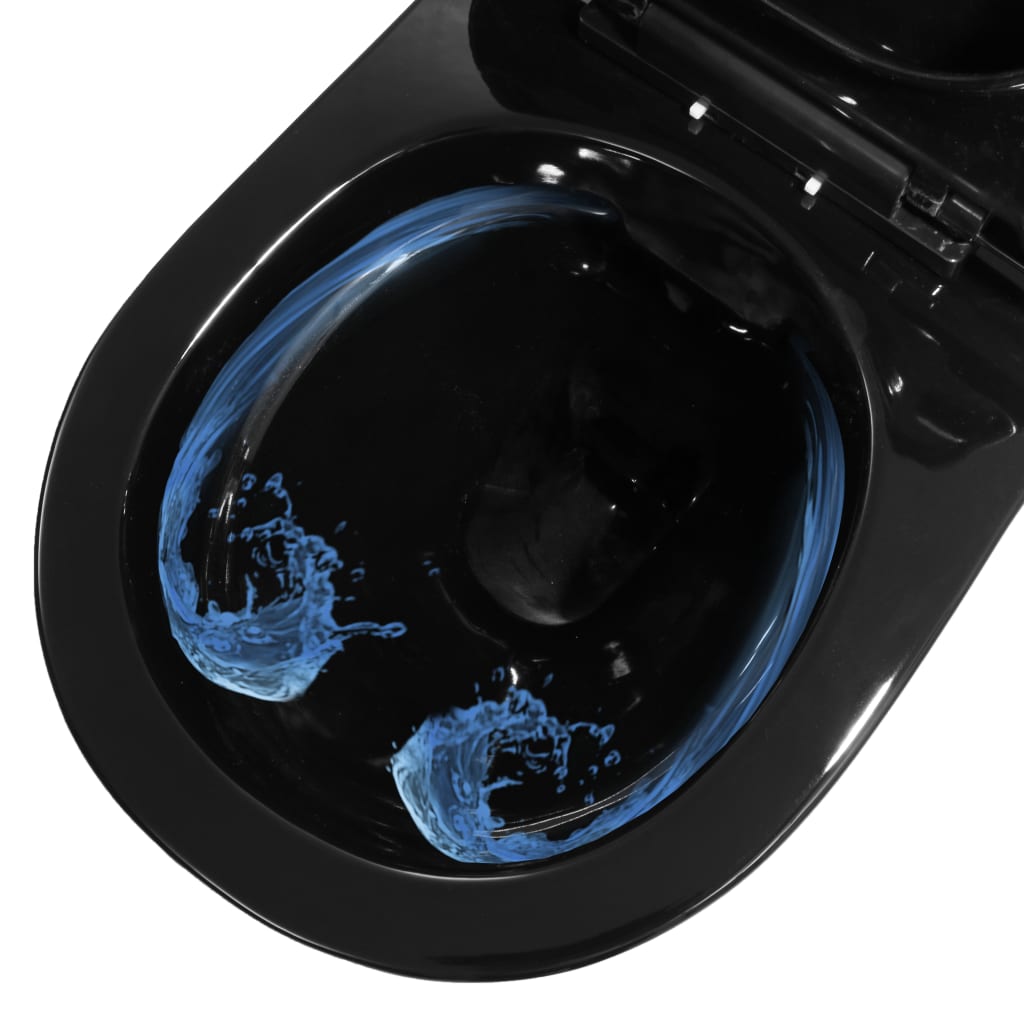 Zidna toaletna školjka bez ruba keramička crna