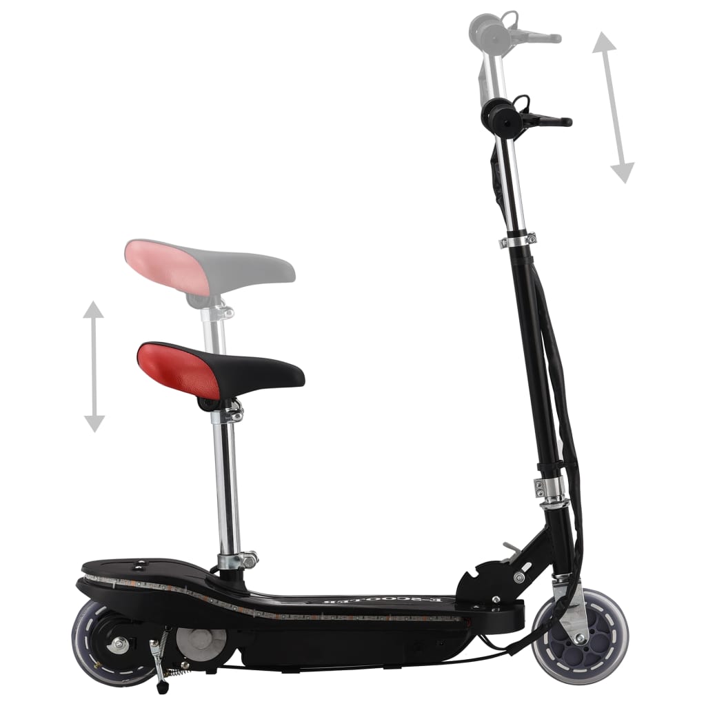 Dječji romobil sa sjedalom i LED svjetlima 120 W crni