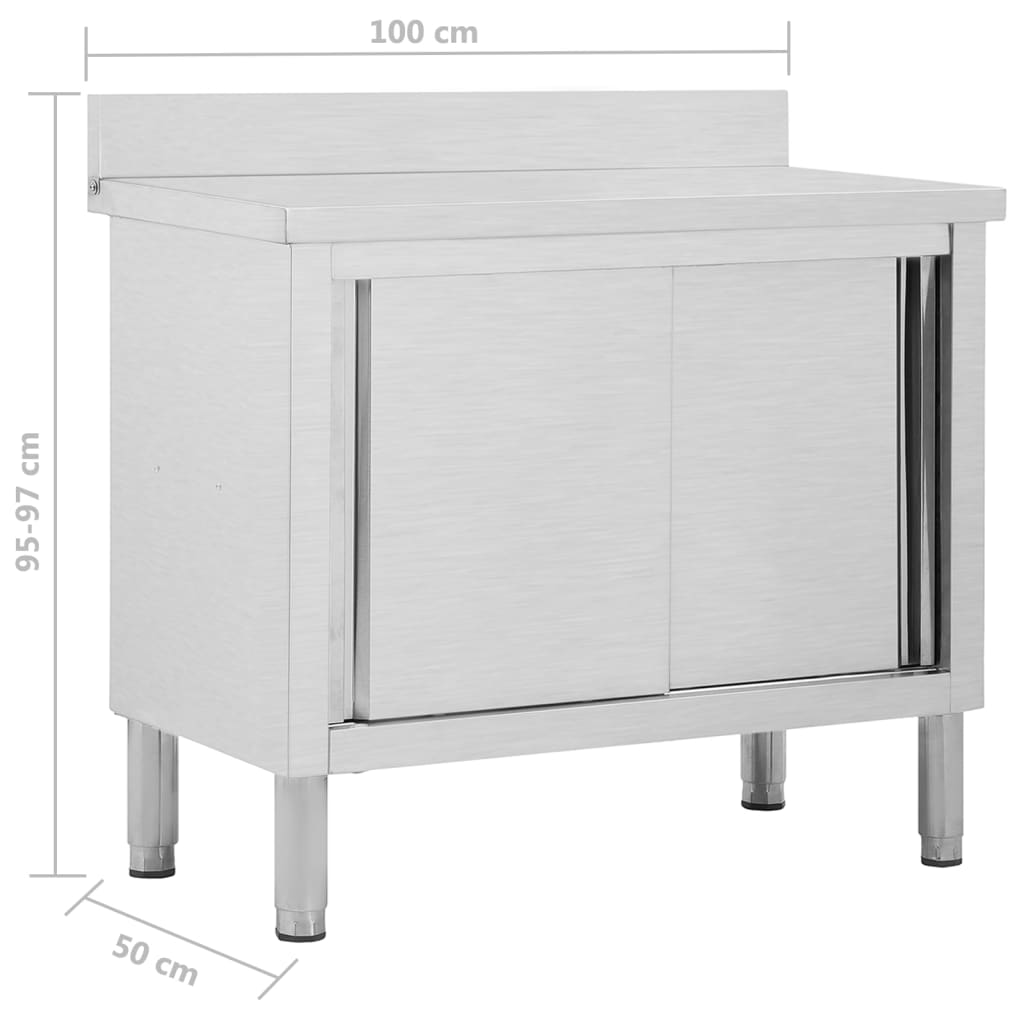 Radni stol s kliznim vratima 100 x 50 x (95 - 97) cm od čelika