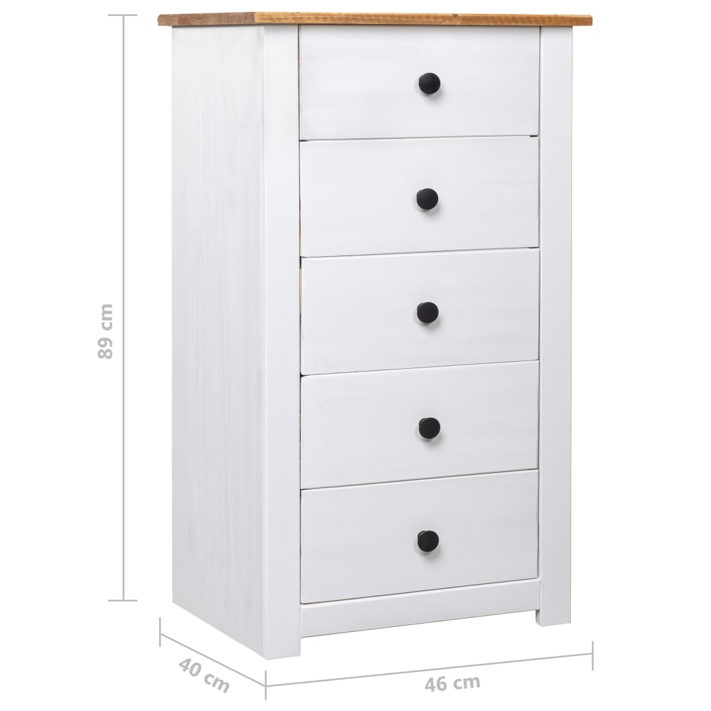 Komoda od borovine bijela 46 x 40 x 89 cm asortiman Panama