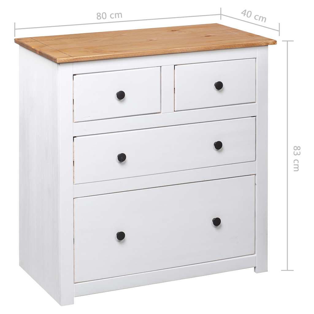 Komoda od borovine bijela 80 x 40 x 83 cm asortiman Panama