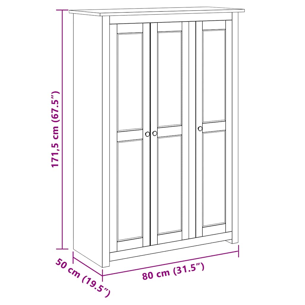 Ormar od borovine s 3 vrata 118x50x171,5 cm asortiman Panama