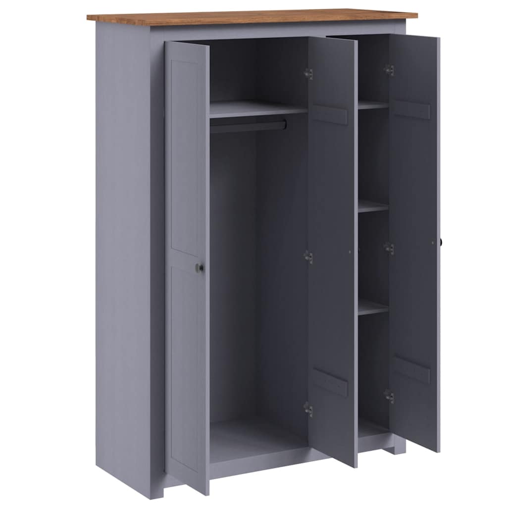 Ormar od borovine 3 vrata sivi 118x50x171,5 cm asortiman Panama