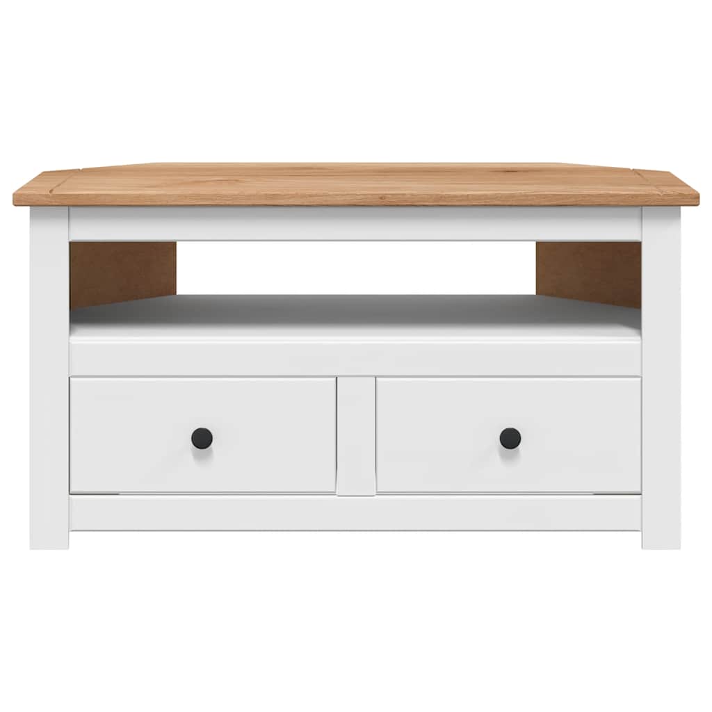 Kutni TV ormarić od borovine bijeli 93x49x49 cm Panama Range