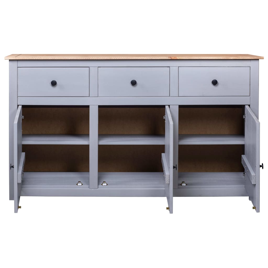 Komoda od masivne borovine siva 135x40x80 cm asortiman Panama