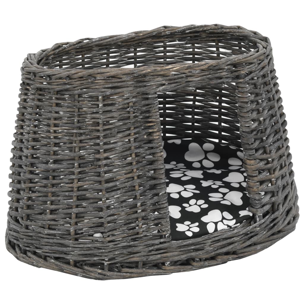 3-dijelni set košara za mačke s jastucima sivi 47x34x60 cm vrba