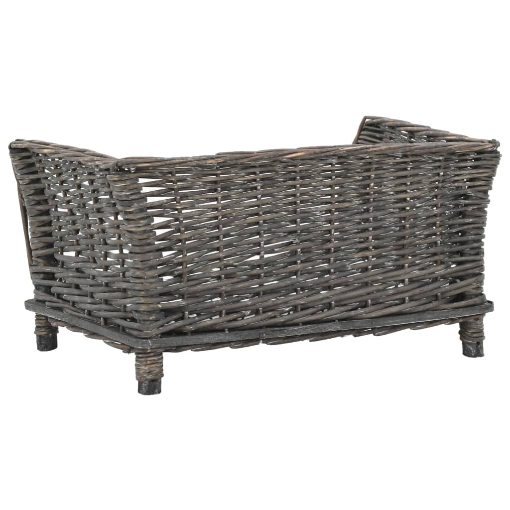 Košara za pse s jastukom siva 50 x 33 x 30 cm od prirodne vrbe