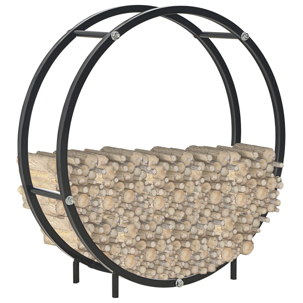 Stalak za drva za ogrjev crni 70 x 20 x 70 cm čelični