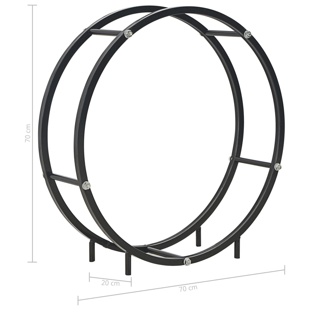 Stalak za drva za ogrjev crni 70 x 20 x 70 cm čelični