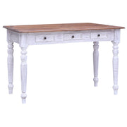 Radni stol s ladicama bijeli 117 x 57 x 75 cm masivni mahagonij