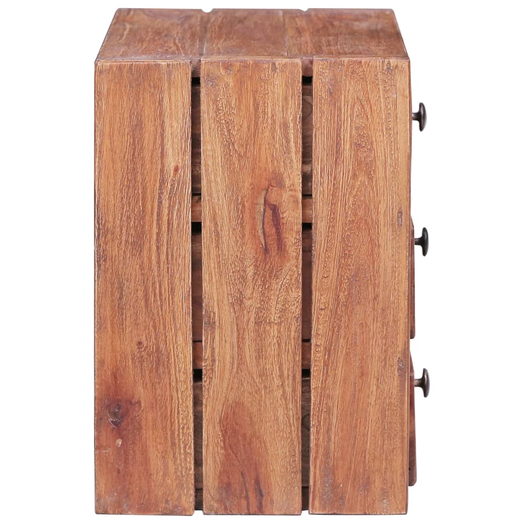 Noćni ormarić s 3 ladice 35x25x35 cm masivno drvo mahagonija
