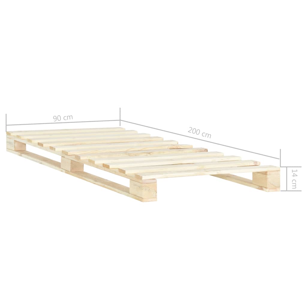 Okvir za krevet od paleta od masivne borovine 90 x 200 cm