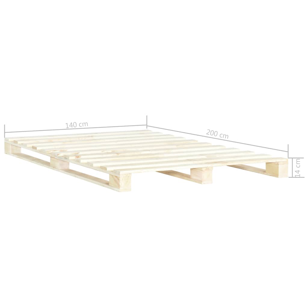 Okvir za krevet od paleta od masivne borovine 140 x 200 cm