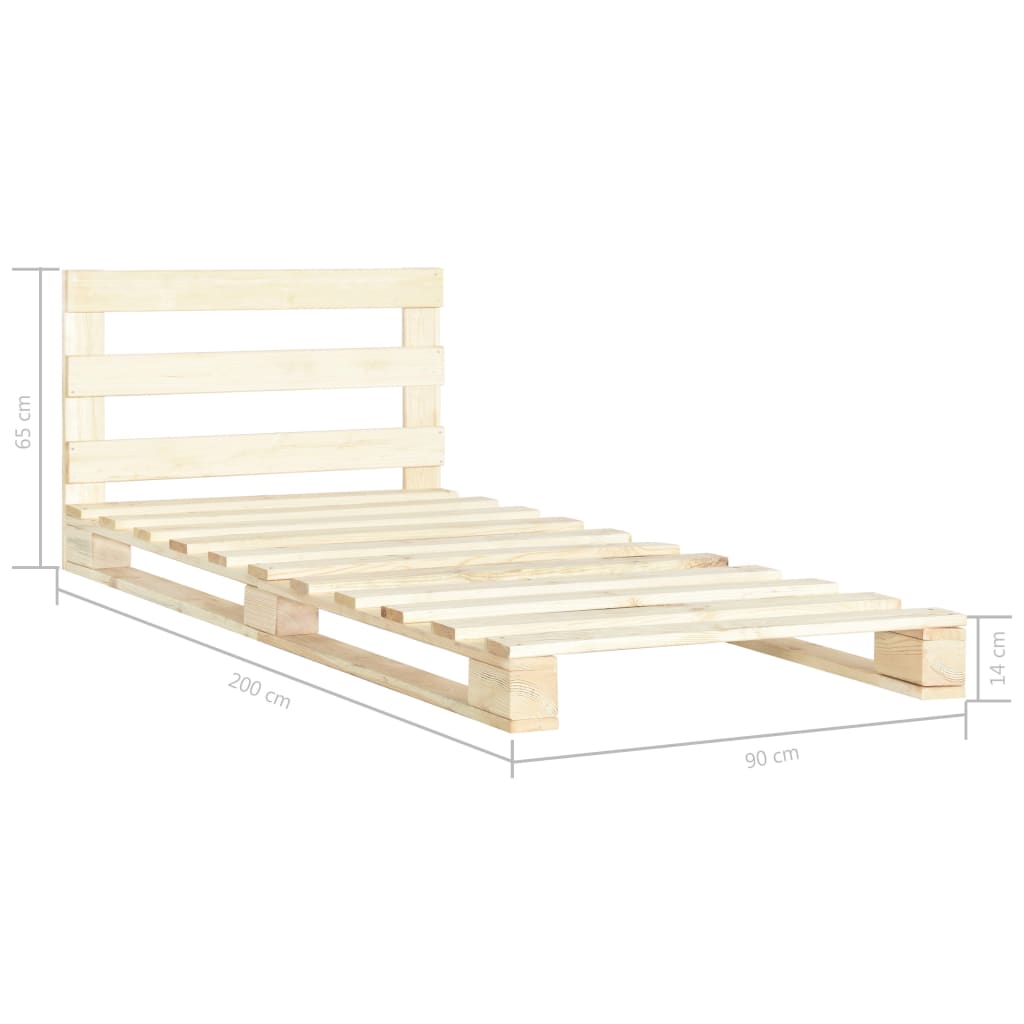Okvir za krevet od paleta od masivne borovine 90 x 200 cm