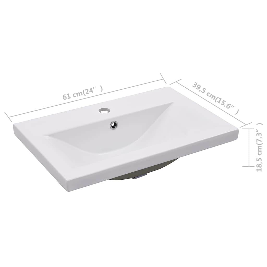 Ugradbeni umivaonik 61 x 39,5 x 18,5 cm keramički bijeli