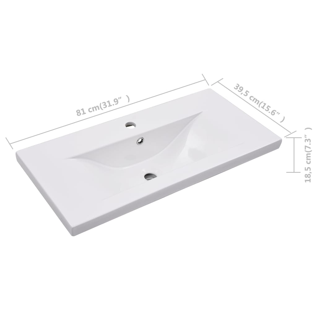 Ugradbeni umivaonik 81 x 39,5 x 18,5 cm keramički bijeli