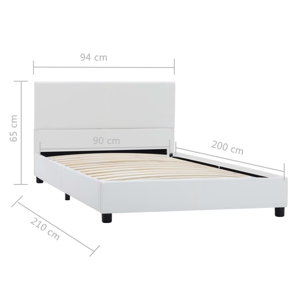 Okvir za krevet od umjetne kože bijeli 90 x 200 cm