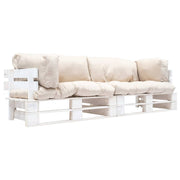 2-dijelni vrtni set sofa od paleta s jastucima boje pijeska