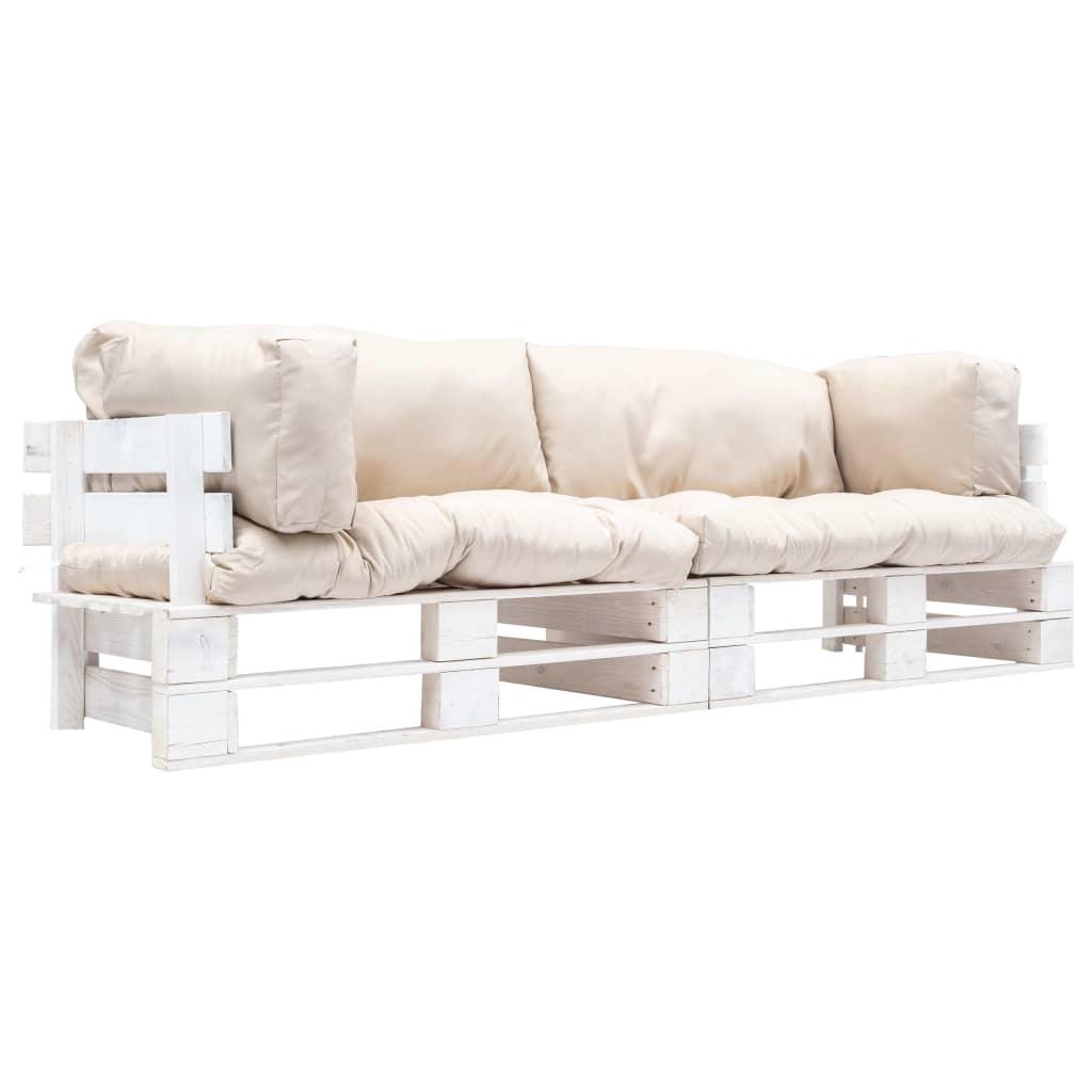 2-dijelni vrtni set sofa od paleta s jastucima boje pijeska