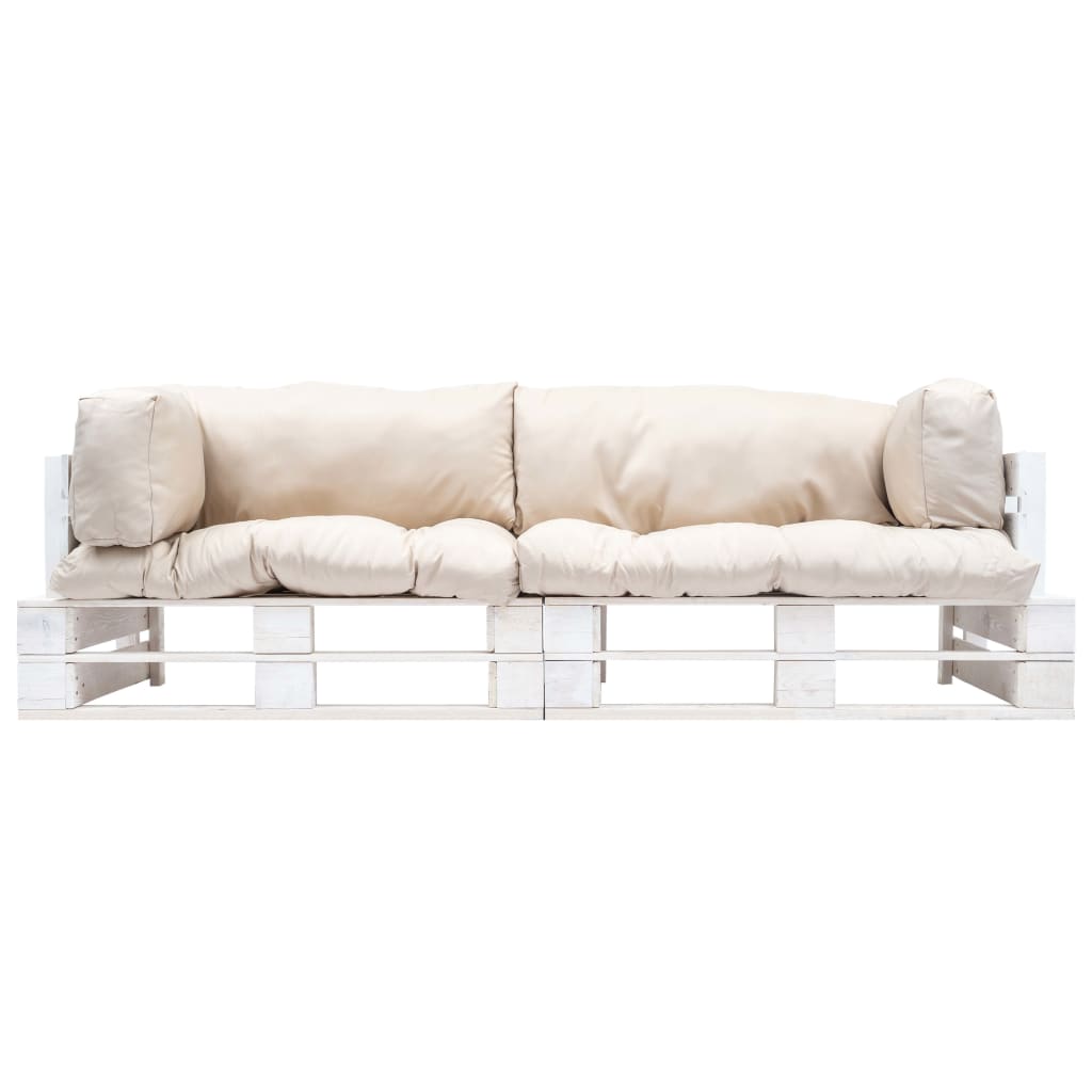 2-dijelni vrtni set sofa od paleta s jastucima boje pijeska