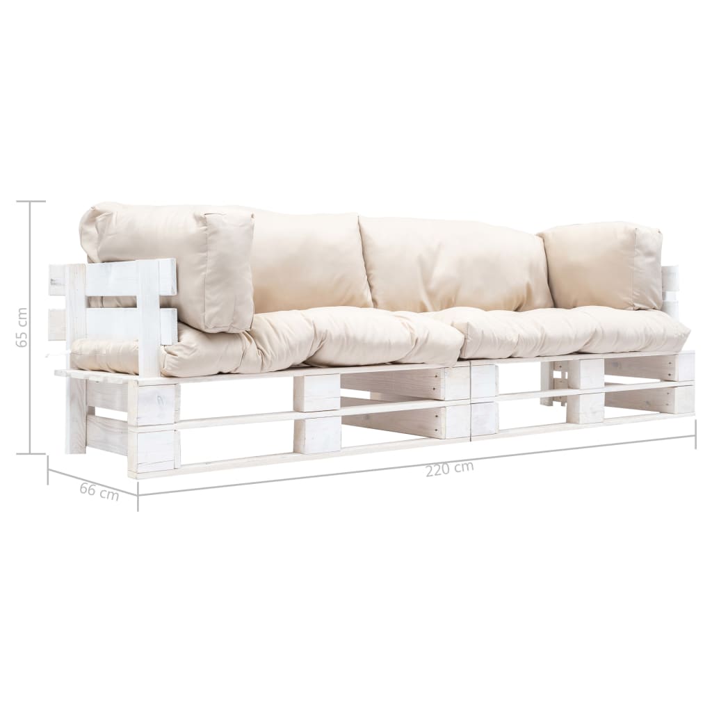 2-dijelni vrtni set sofa od paleta s jastucima boje pijeska