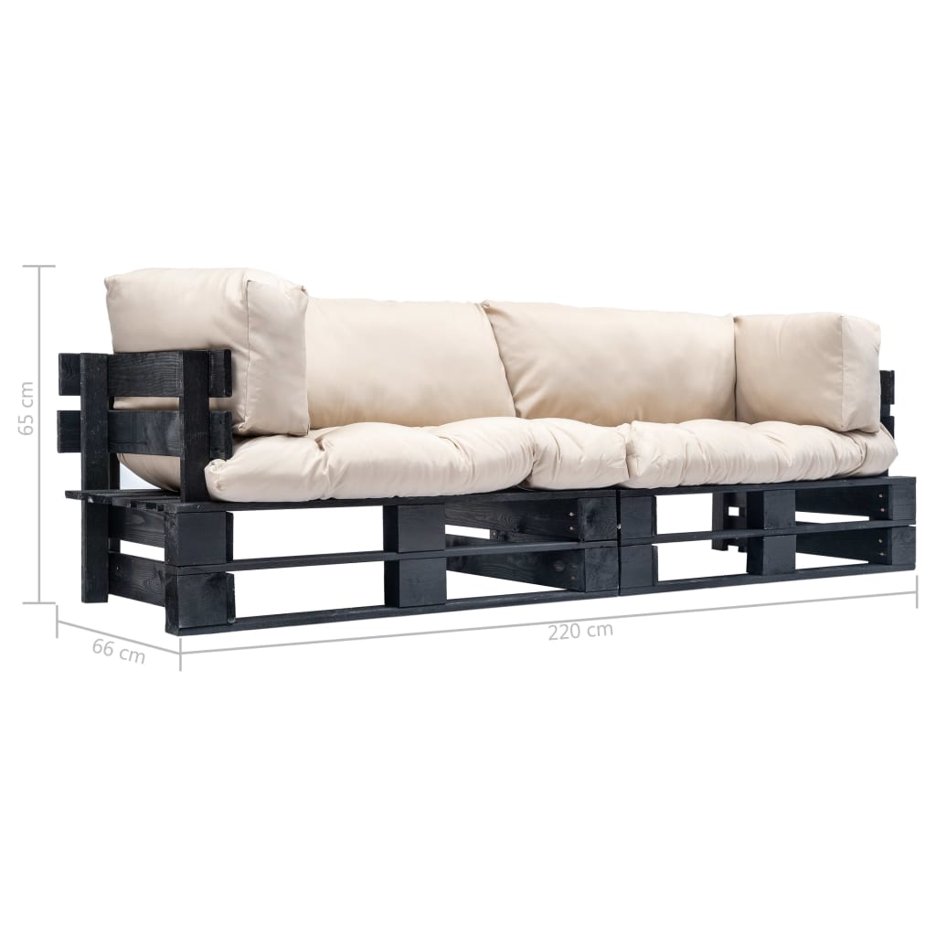 2-dijelni set vrtnih sofa od paleta od borovine s jastucima