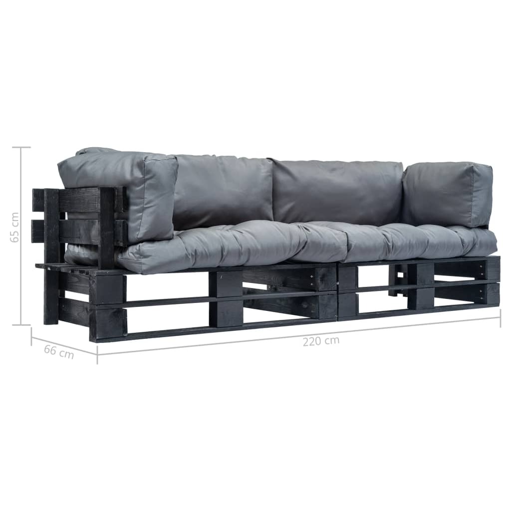 2-dijelni set vrtnih sofa od paleta od borovine s jastucima