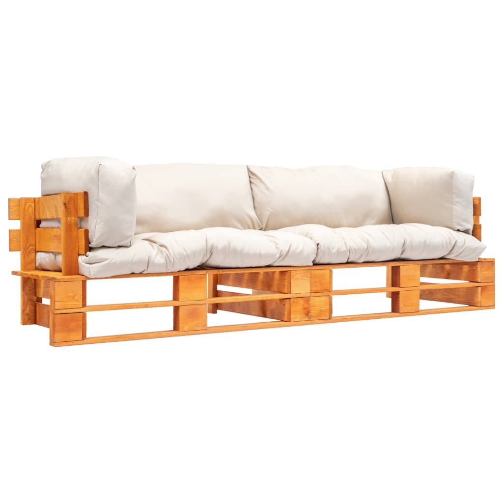 2-dijelni vrtni set sofa od paleta s jastucima boje pijeska