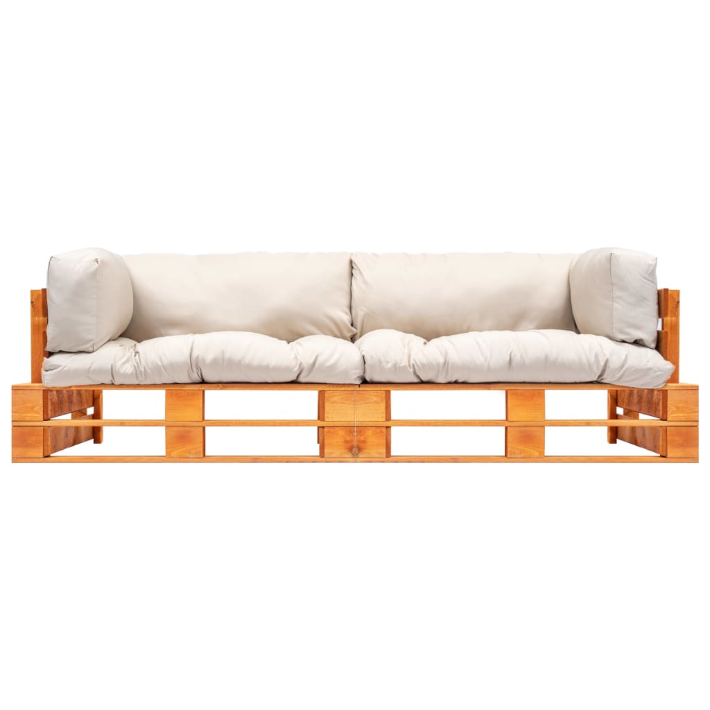 2-dijelni vrtni set sofa od paleta s jastucima boje pijeska