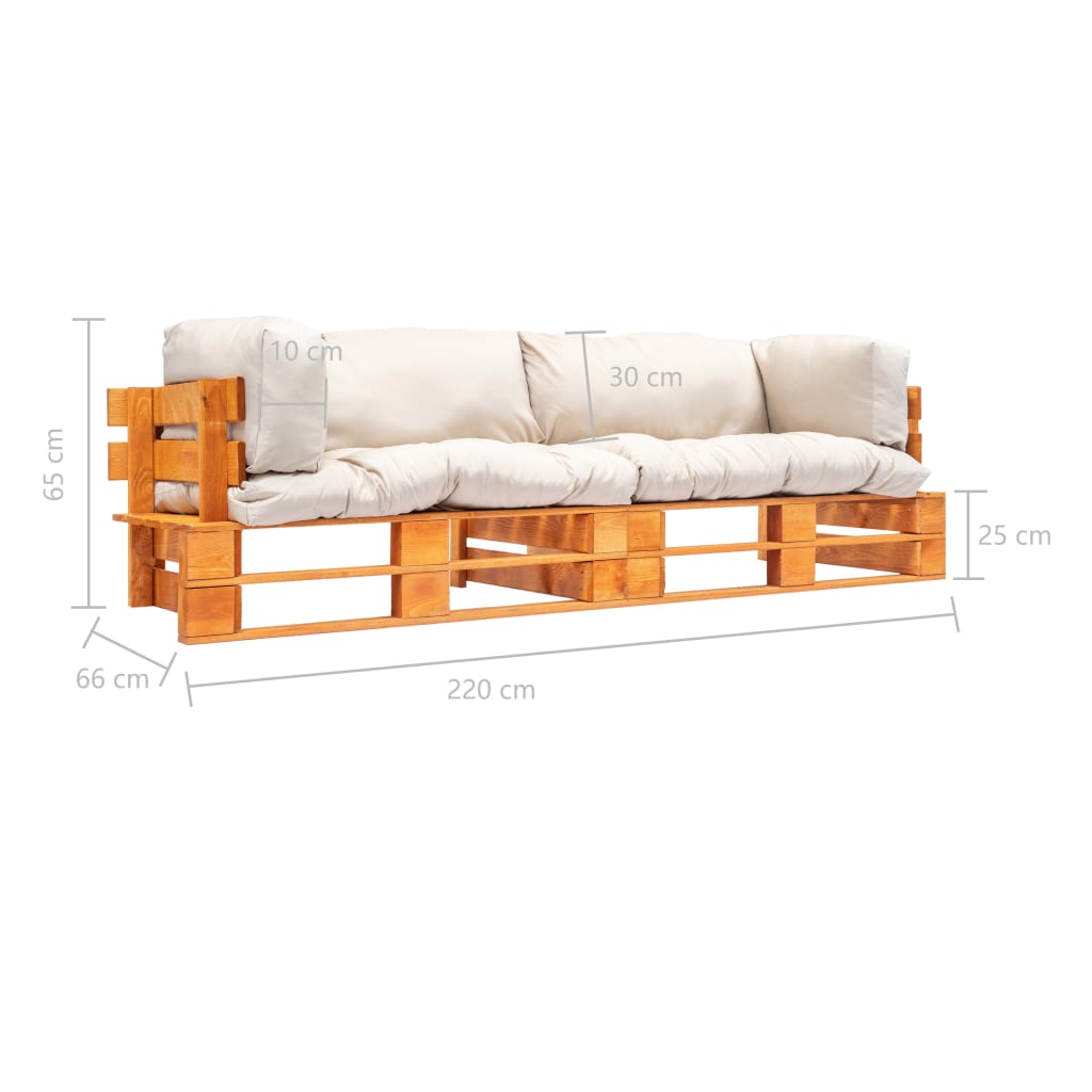 2-dijelni vrtni set sofa od paleta s jastucima boje pijeska