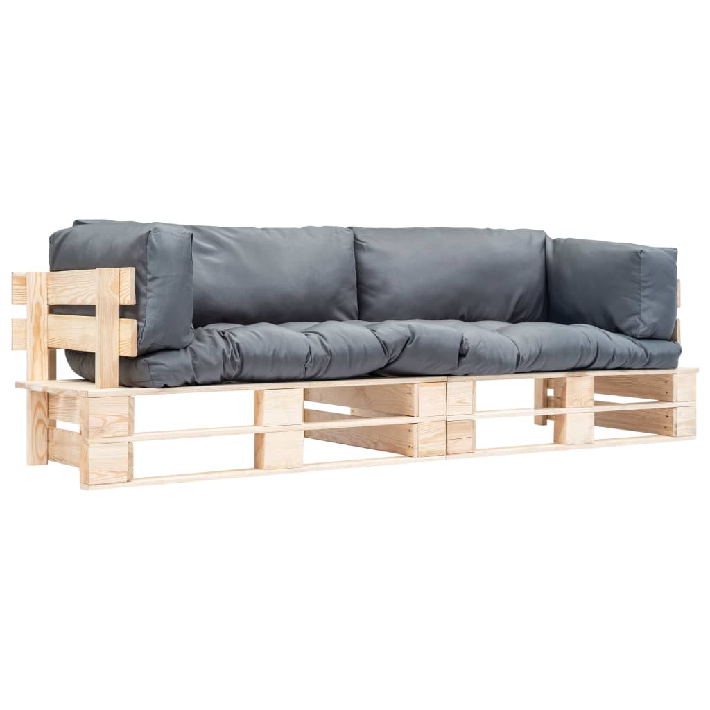2-dijelni set vrtnih sofa od paleta od borovine s jastucima