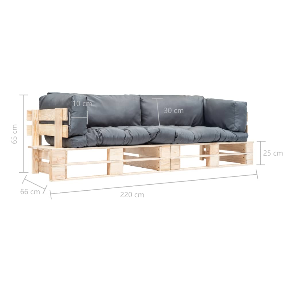 2-dijelni set vrtnih sofa od paleta od borovine s jastucima