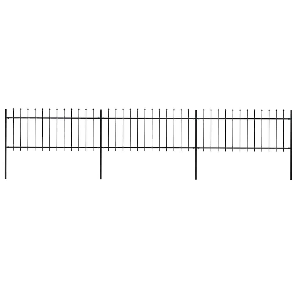 Vrtna ograda s vrhom koplja Čelik 537x80 cm Crna