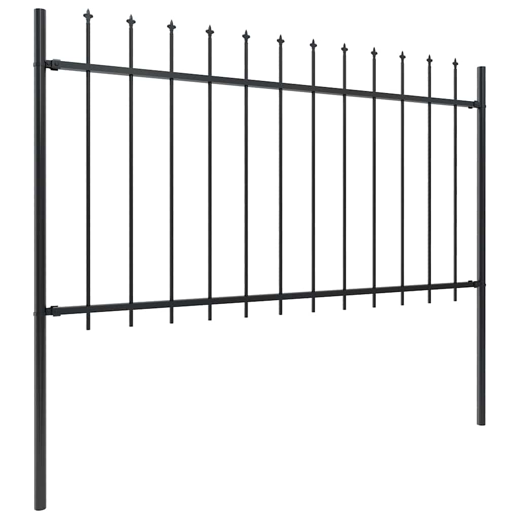 Vrtna ograda s vrhom koplja Čelik 1070x100 cm Crna