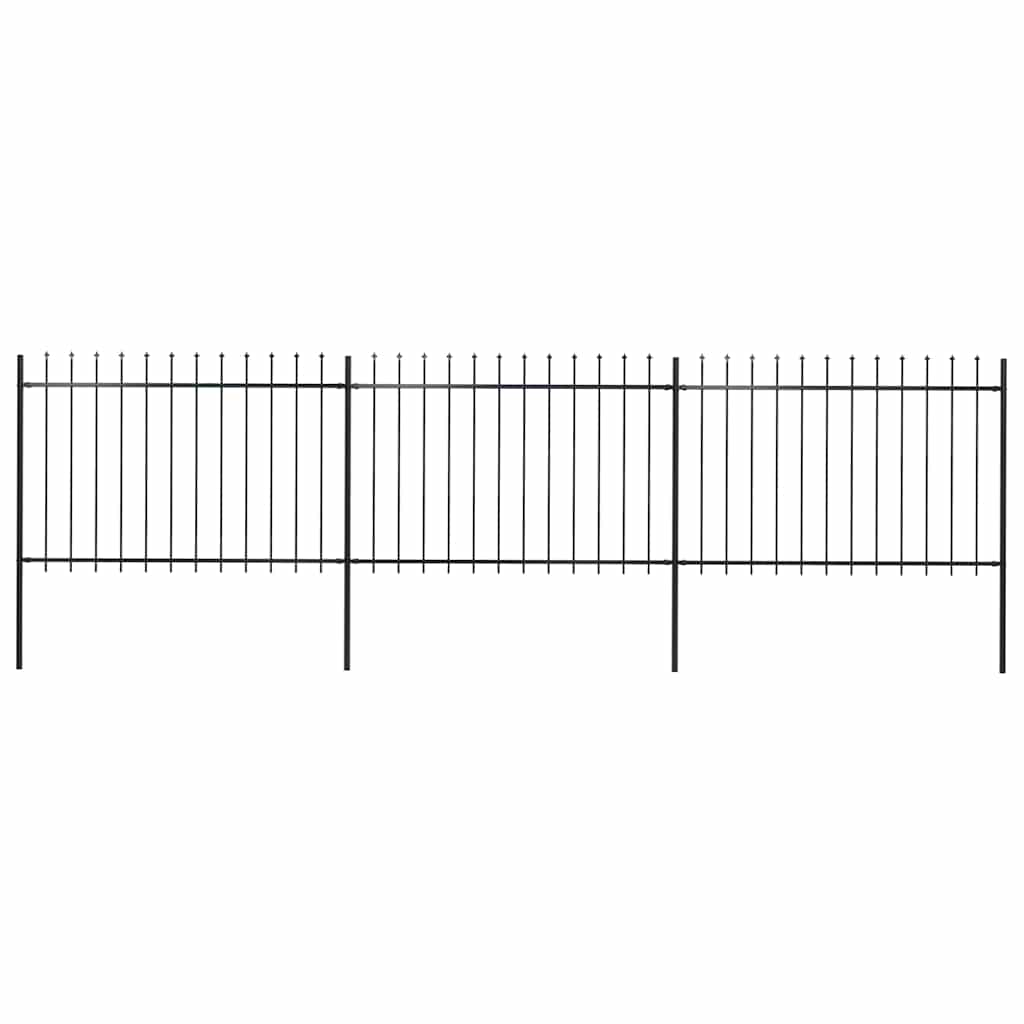 Vrtna ograda s vrhom koplja Čelik 537x120 cm Crna