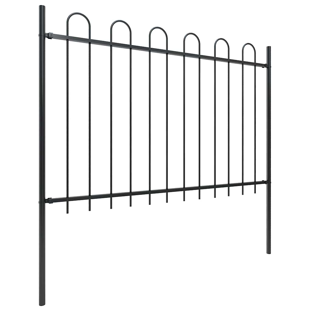 Vrtna ograda s obručem na vrhu Čelik 1070x120 cm Crna