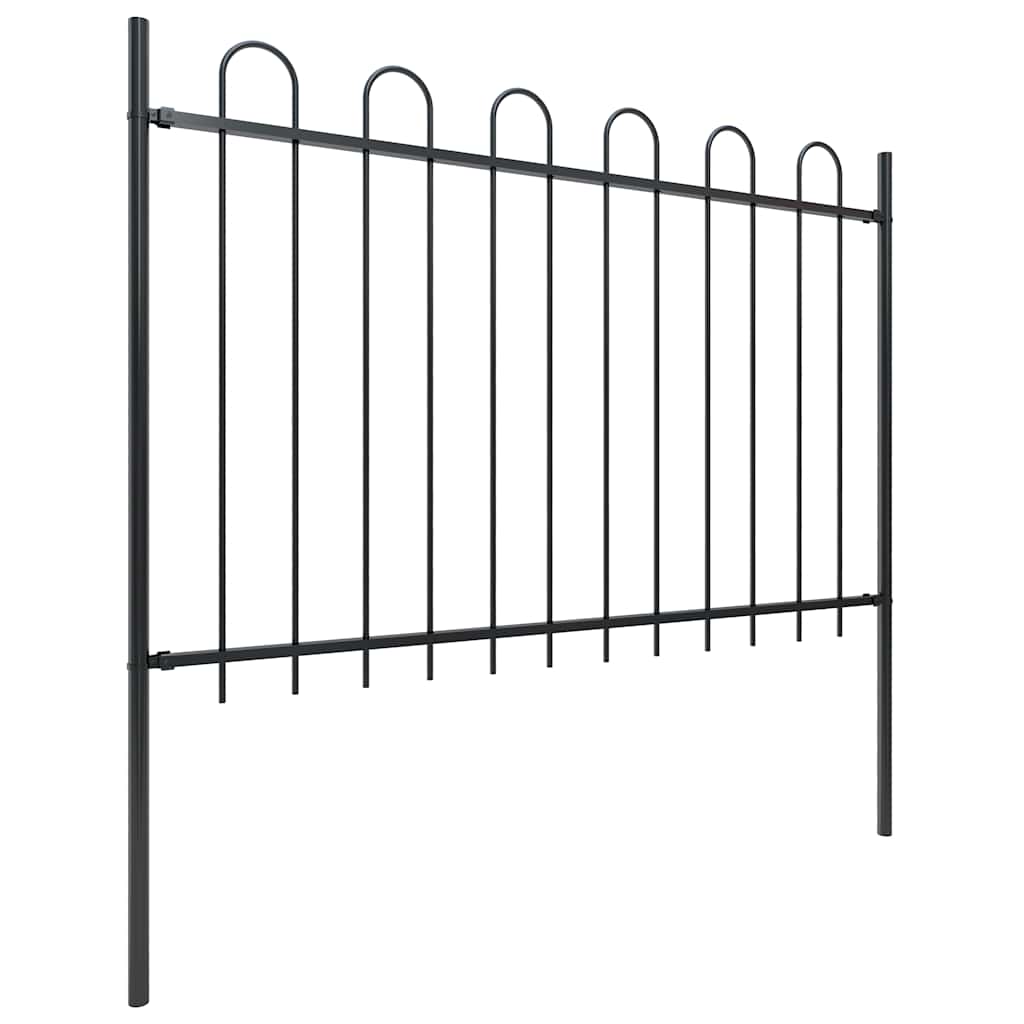 Vrtna ograda s obručem na vrhu Čelik 1603,5x120 cm Crna