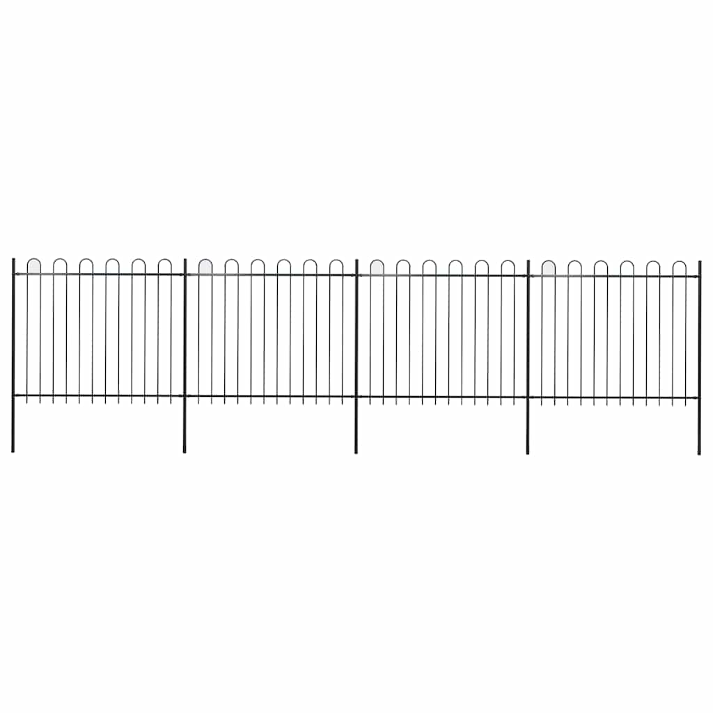 Vrtna ograda s obručem na vrhu Čelik 714,5 x 150 cm Crna