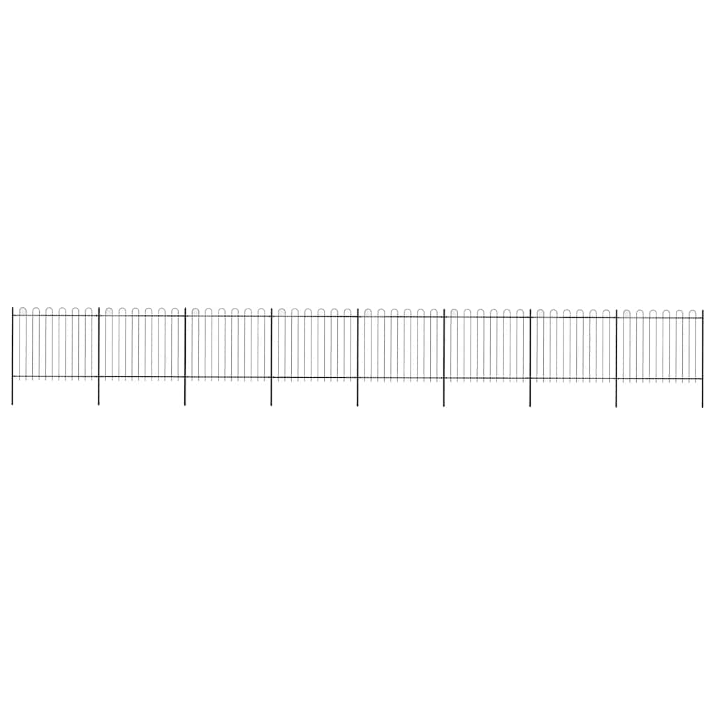 Vrtna ograda s obručem na vrhu Čelik 1426x150 cm Crna