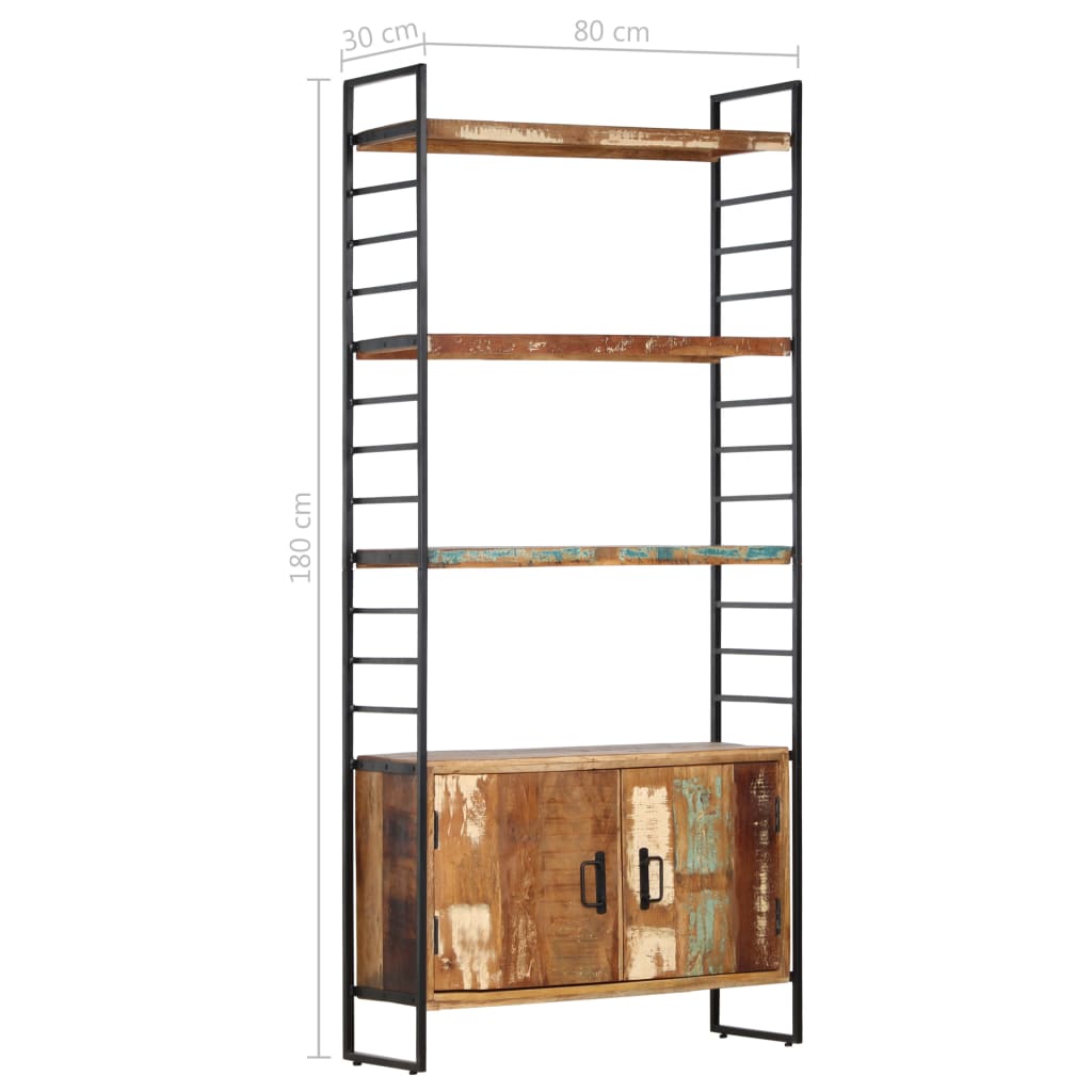 Police za knjige s 4 razine 80 x 30 x 180 cm obnovljeno drvo