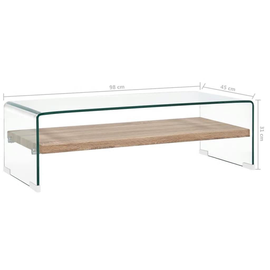 Stolić za kavu prozirni 98 x 45 x 31 cm od kaljenog stakla