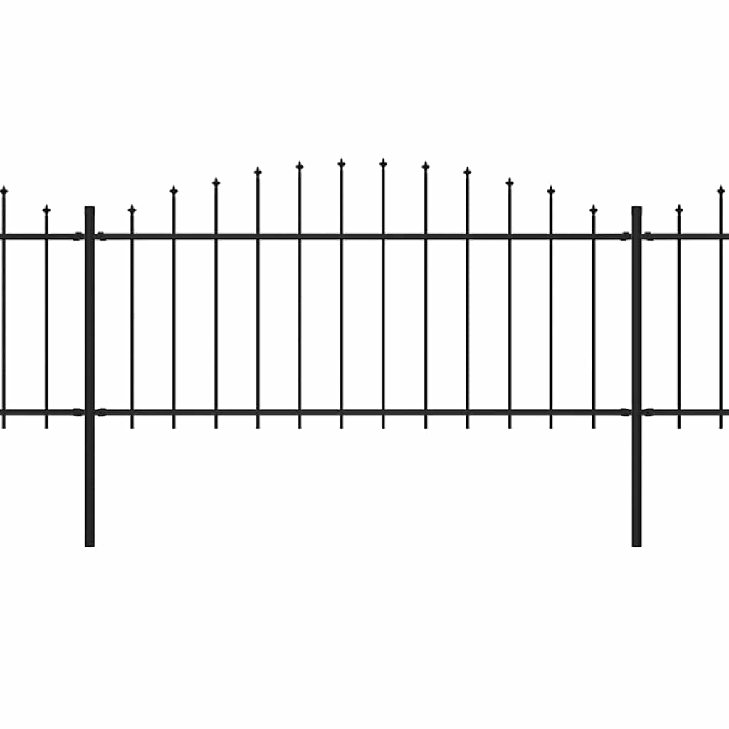 Vrtna ograda s vrhom koplja Čelik 1070x75 cm Crna